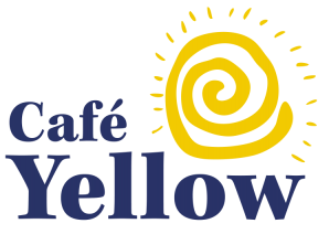 Schriftzug Cafe Yellow und gelber Kringel