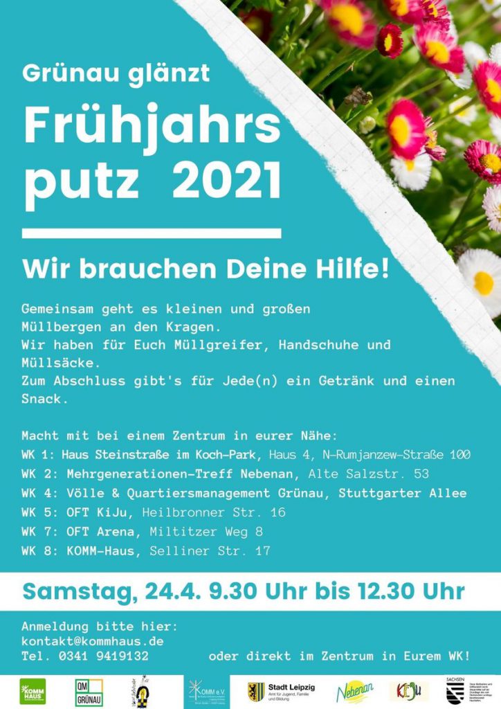 Plakat für Frühjahrsputz in Grünau am am 24.04.2021.