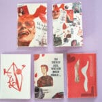 fünf unterschiedliche Cover, die Drucke oder Collagen beinhalten